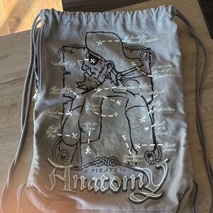 Disney Gray Pirate Anatomy Drawstring Bag